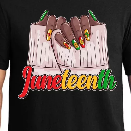 Juneteenth 1865 Finger Nails Manicure Pajama Set