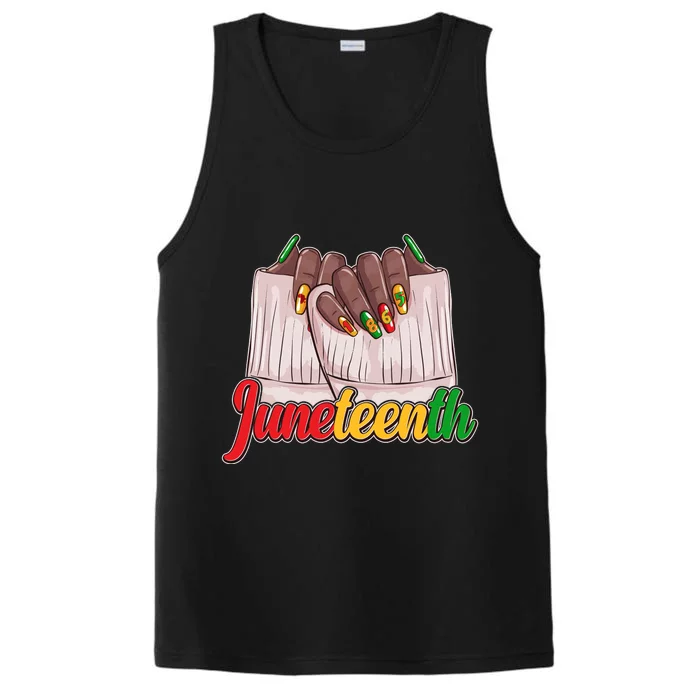 Juneteenth 1865 Finger Nails Manicure Performance Tank