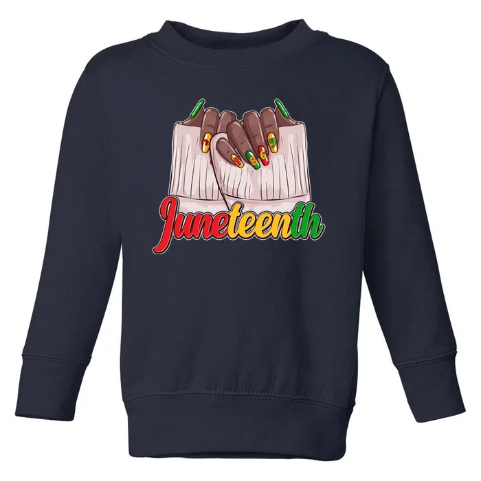 Juneteenth 1865 Finger Nails Manicure Toddler Sweatshirt