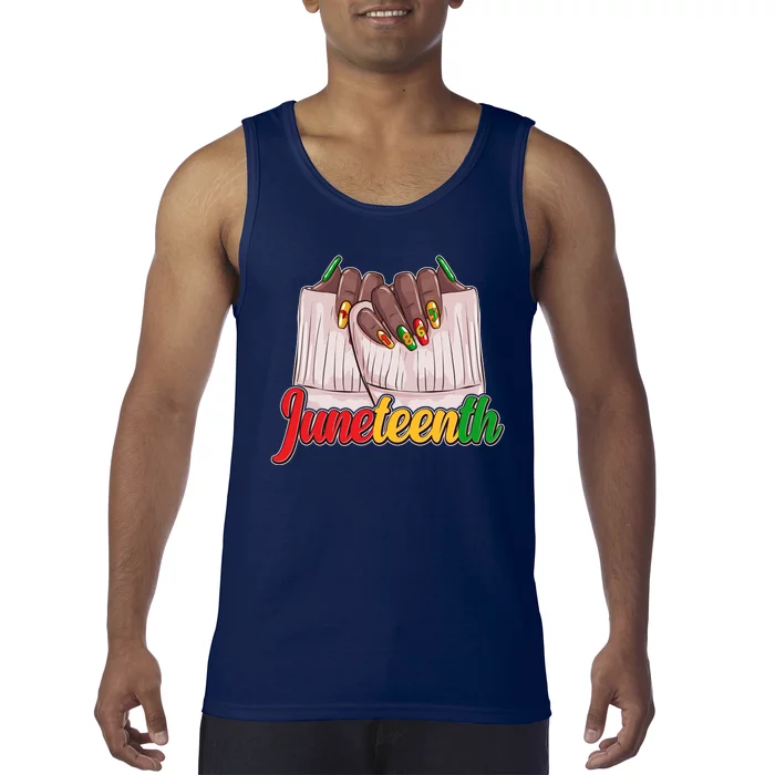 Juneteenth 1865 Finger Nails Manicure Tank Top