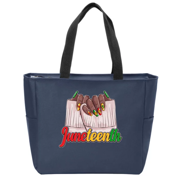 Juneteenth 1865 Finger Nails Manicure Zip Tote Bag