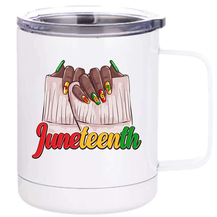 Juneteenth 1865 Finger Nails Manicure Front & Back 12oz Stainless Steel Tumbler Cup