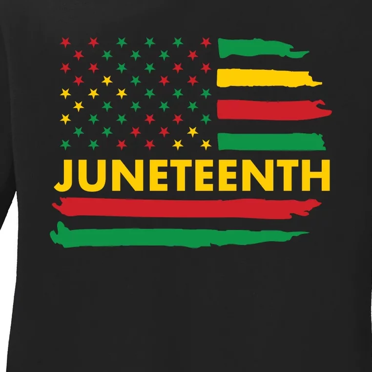 Juneteenth American Flag Ladies Long Sleeve Shirt