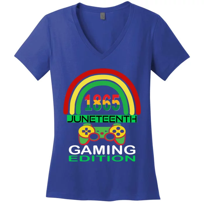 Juneteenth 1865 Gaming Game Lover Meaningful Gift Women's V-Neck T-Shirt