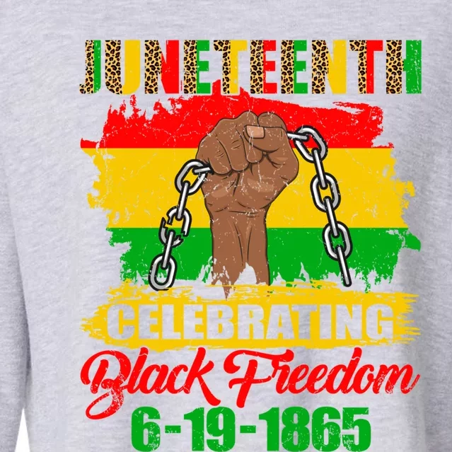 Juneteenth 1865 Leopard Blm Celebrating Black Freedom Day Great Gift Cropped Pullover Crew