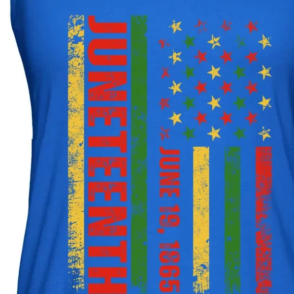 Juneteenth 1865 Melanin American Flag Black History Freedom Cute Gift Ladies Essential Flowy Tank