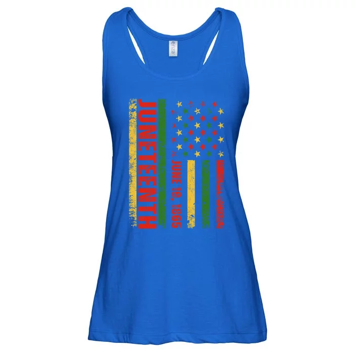 Juneteenth 1865 Melanin American Flag Black History Freedom Cute Gift Ladies Essential Flowy Tank