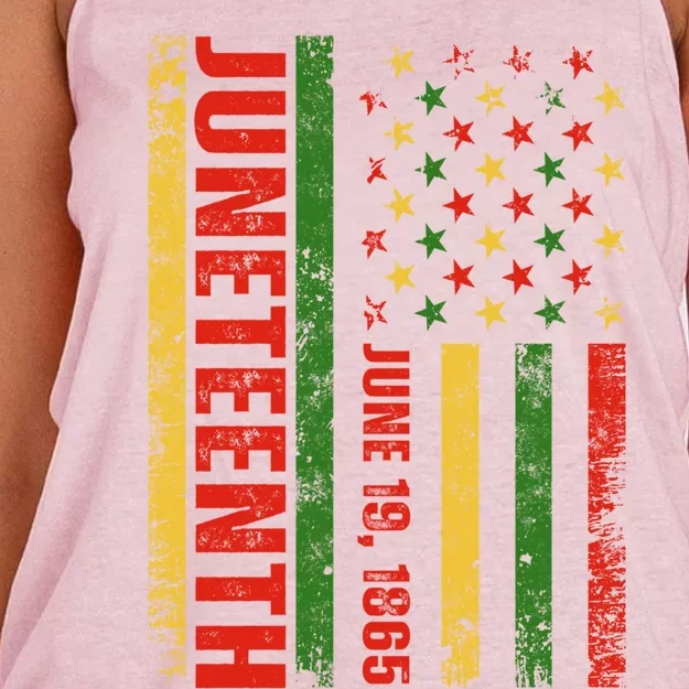 Juneteenth 1865 Melanin American Flag Black History Freedom Cute Gift Women's Knotted Racerback Tank