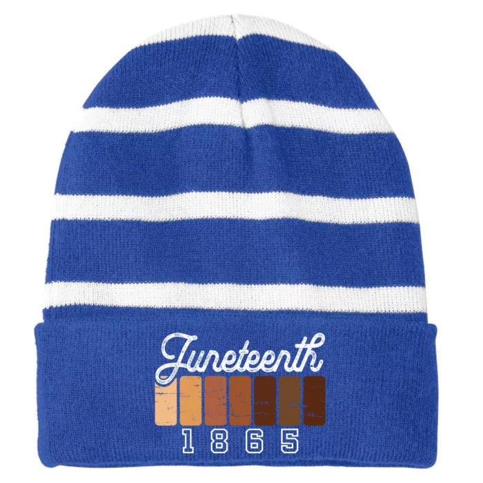 Juneteenth 1865 Melanin Shades Proud Black History Month Funny Gift Striped Beanie with Solid Band