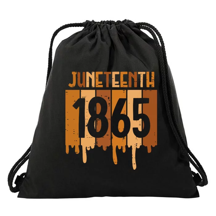 Juneteenth 1865 Melanin Drip Black Pride Women Drawstring Bag