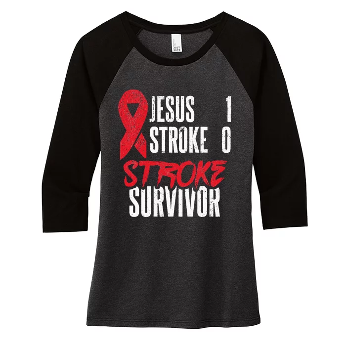 Jesus 1 Stroke 0 Stoke Awareness Stroke Survivor Women's Tri-Blend 3/4-Sleeve Raglan Shirt