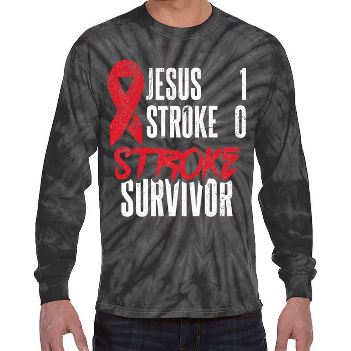 Jesus 1 Stroke 0 Stoke Awareness Stroke Survivor Tie-Dye Long Sleeve Shirt