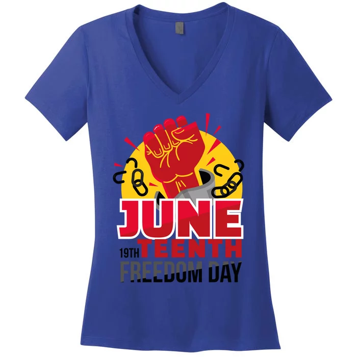 June 19 Teenth Freedom Day Funny Gift Women's V-Neck T-Shirt