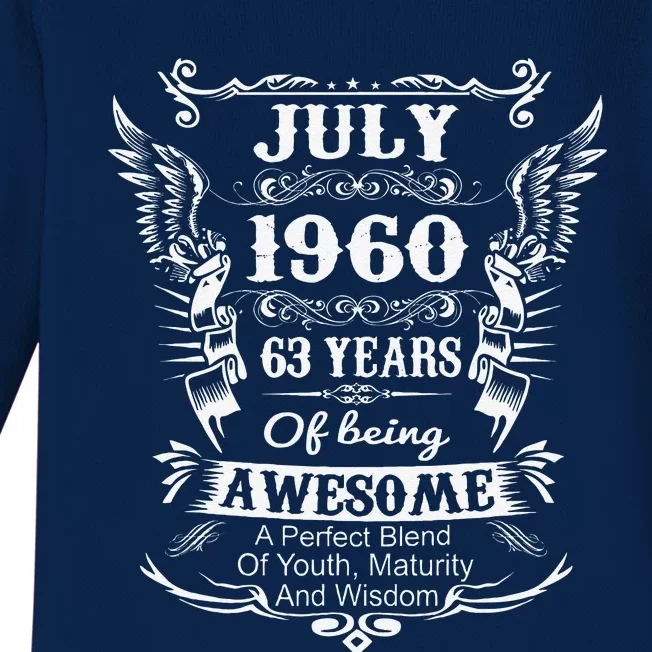 July 1960 Turning 63 Years Of Being Awesome Baby Long Sleeve Bodysuit