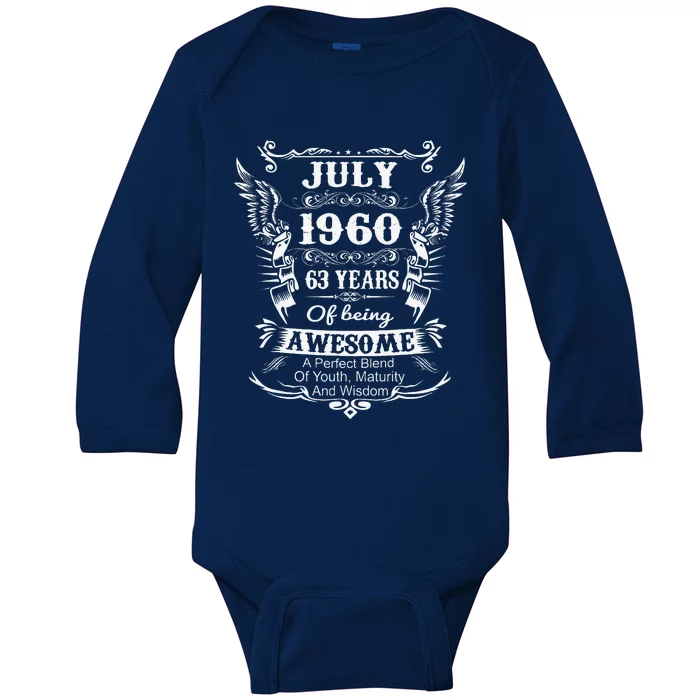 July 1960 Turning 63 Years Of Being Awesome Baby Long Sleeve Bodysuit