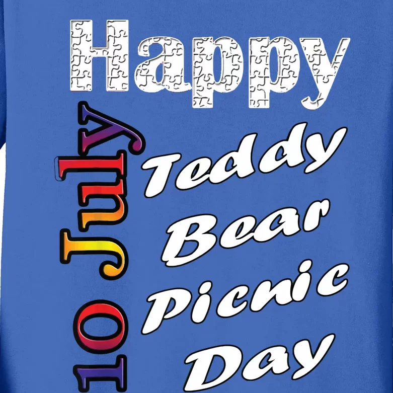 July 10th Teddy Bear Picnic Day Fun Gift Idea Kids Long Sleeve Shirt