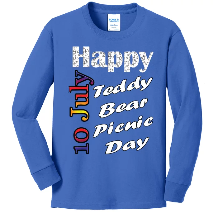 July 10th Teddy Bear Picnic Day Fun Gift Idea Kids Long Sleeve Shirt