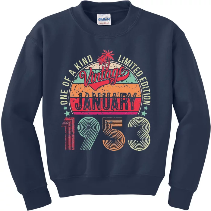 January 1953 Vintage 70 Years Old Retro 70th Birthday Gift Kids Sweatshirt