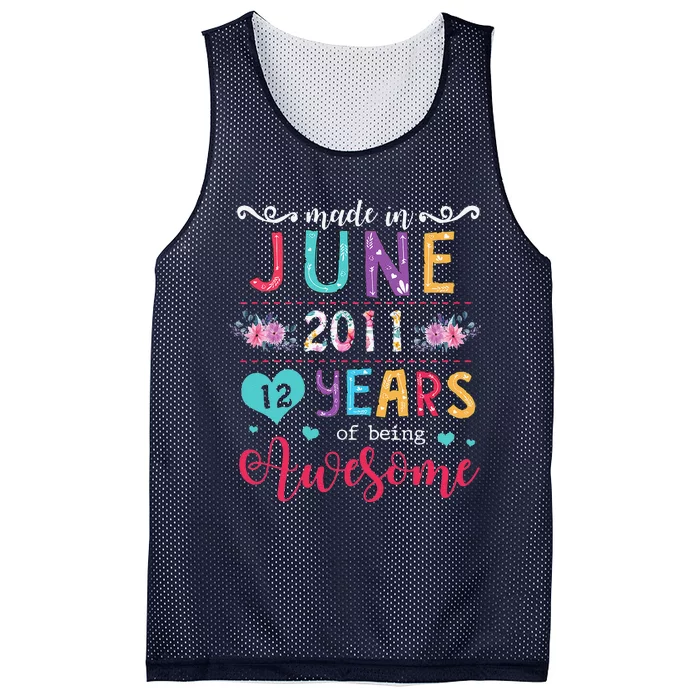 June 2011 12th Birthday 2011 Years Old Made In 2011 Mesh Reversible Basketball Jersey Tank