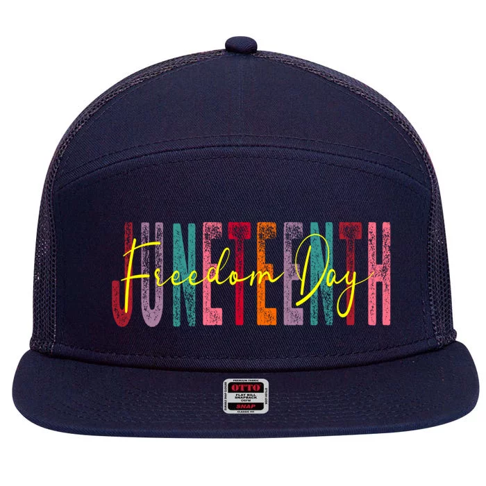 Junenth 2024 19 June 1865 Groovy Wavy Retro Art Freedom Gift 7 Panel Mesh Trucker Snapback Hat