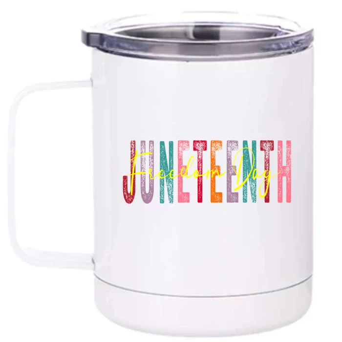 Junenth 2024 19 June 1865 Groovy Wavy Retro Art Freedom Gift Front & Back 12oz Stainless Steel Tumbler Cup