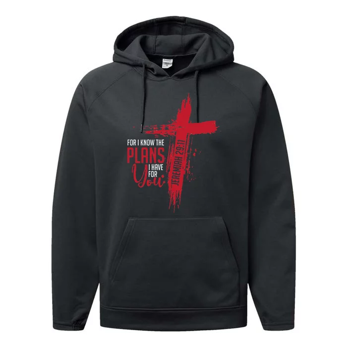 Jeremiah 29 11 Christian Religious Bible Verse Cross Performance Fleece Hoodie