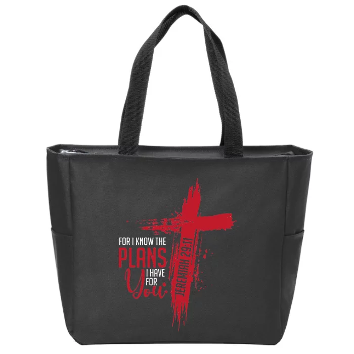 Jeremiah 29 11 Christian Religious Bible Verse Cross Zip Tote Bag