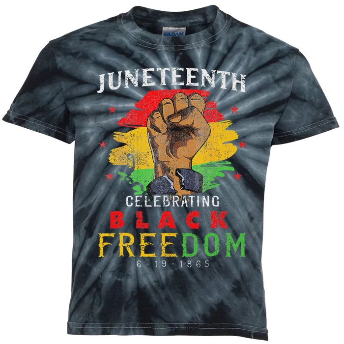 Juneteenth 2024 Black Freedom 1865 Pride Kids Tie-Dye T-Shirt