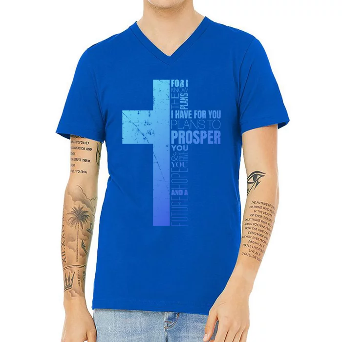 Jeremiah 29:11 Christian Cross Funny Gift Verse Sayings Meaningful Gift V-Neck T-Shirt