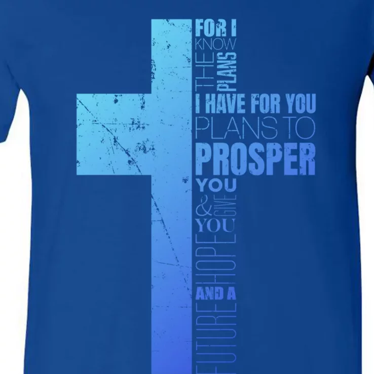 Jeremiah 29:11 Christian Cross Funny Gift Verse Sayings Meaningful Gift V-Neck T-Shirt