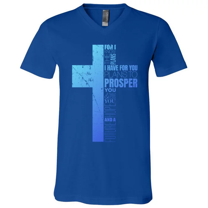 Jeremiah 29:11 Christian Cross Funny Gift Verse Sayings Meaningful Gift V-Neck T-Shirt