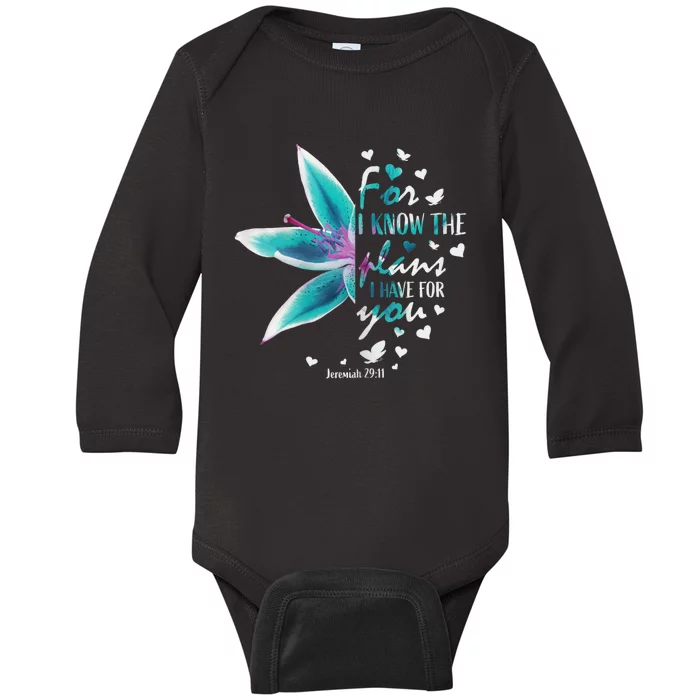 Jeremiah 29:11 Christian Bible Verse Gifts Religious Faith Baby Long Sleeve Bodysuit