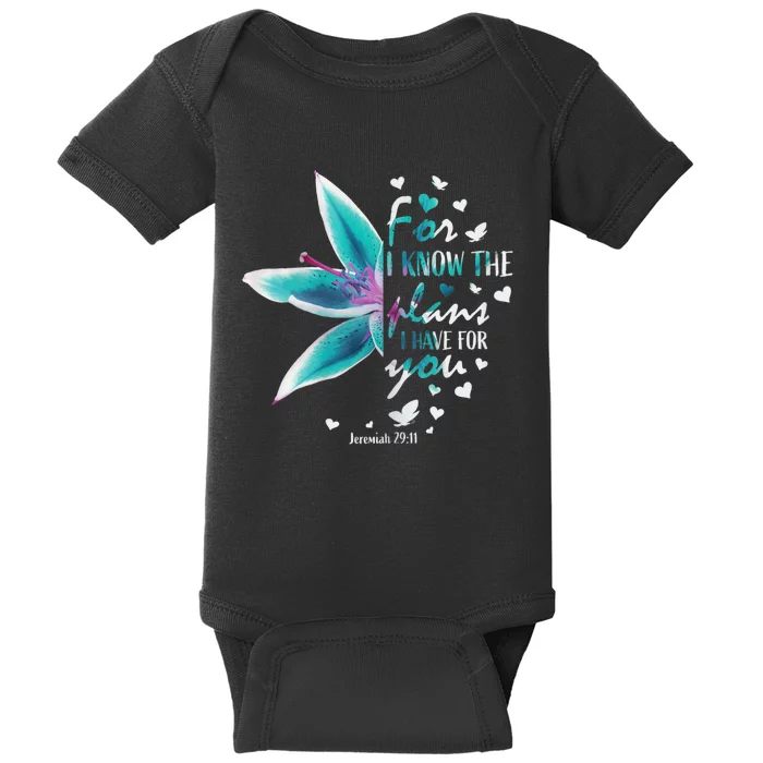 Jeremiah 29:11 Christian Bible Verse Gifts Religious Faith Baby Bodysuit