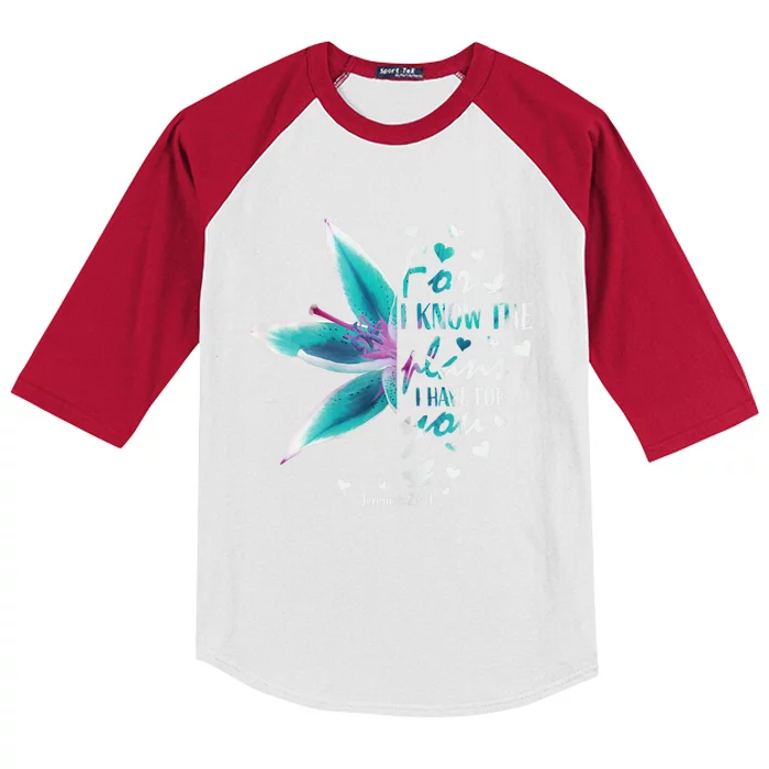 Jeremiah 29:11 Christian Bible Verse Gifts Religious Faith Kids Colorblock Raglan Jersey