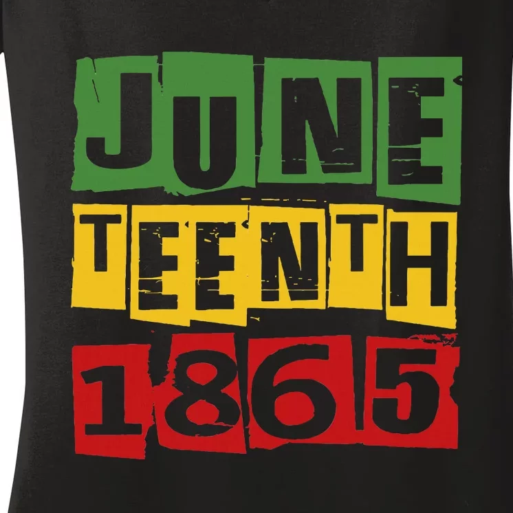 Juneteenth 2024 Celebrate Black Freedom 1865 Women's V-Neck T-Shirt