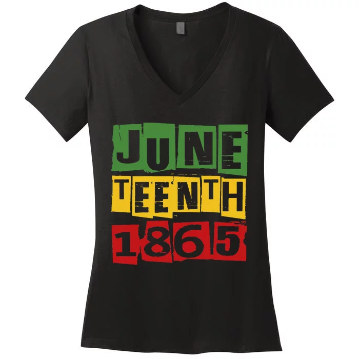 Juneteenth 2024 Celebrate Black Freedom 1865 Women's V-Neck T-Shirt