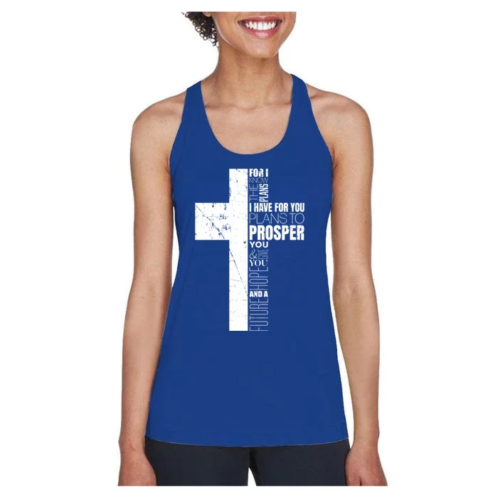 Jeremiah 29:11 Christian Cross Funny Gift Verse Sayings Meaningful Gift Women's Racerback Tank