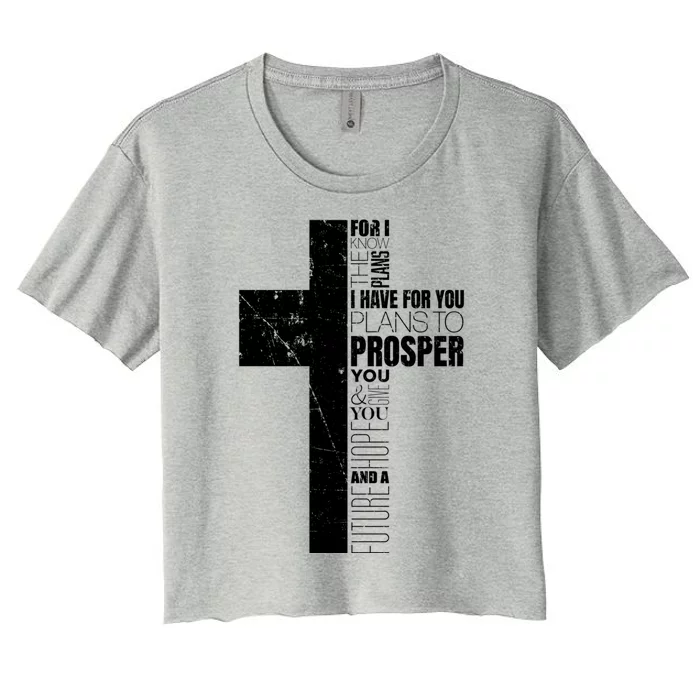 Jeremiah 29:11 Christian Cross Funny Gift Verse Sayings Meaningful Gift Women's Crop Top Tee