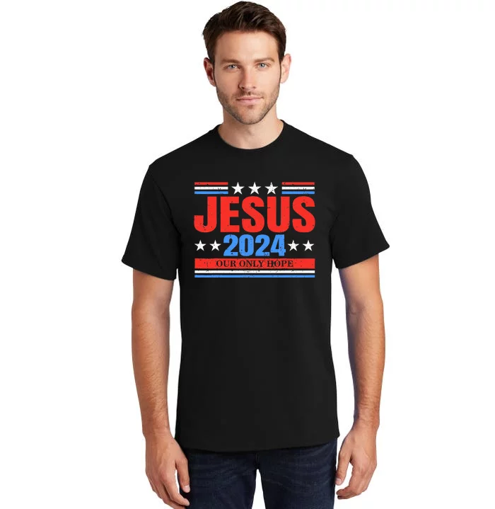 Jesus 2024 Christian President Election Faith Political Vote Tall T-Shirt