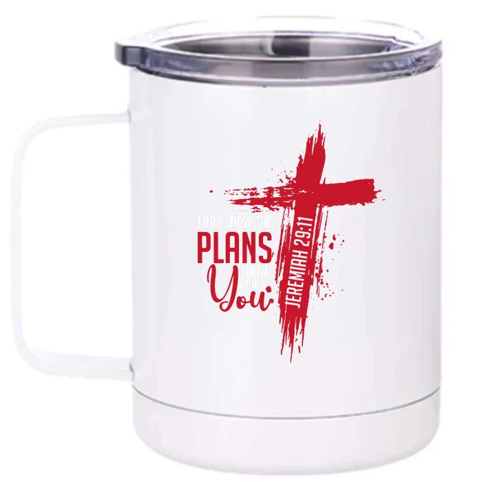 Jeremiah 2911 Christian Religious Bible Verse Cross Front & Back 12oz Stainless Steel Tumbler Cup