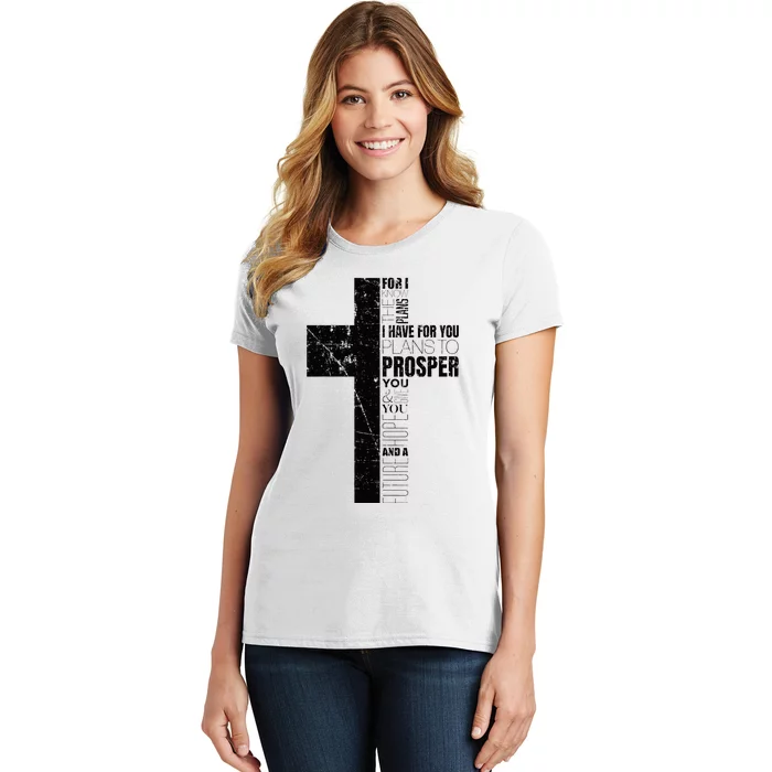 Jeremiah 2911 Christian Bible Verse Gifts Cross Religious Women's T-Shirt