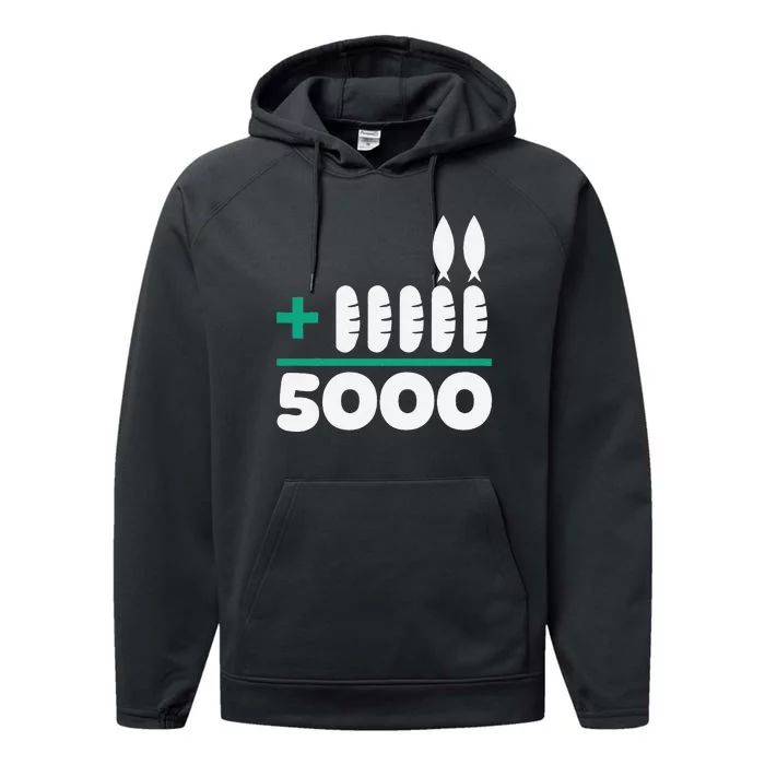 Jesus 2 Fishes 5 Breads 5000 Fed Performance Fleece Hoodie