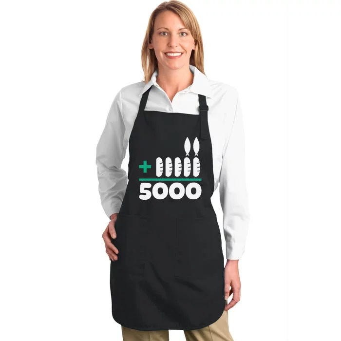 Jesus 2 Fishes 5 Breads 5000 Fed Full-Length Apron With Pocket