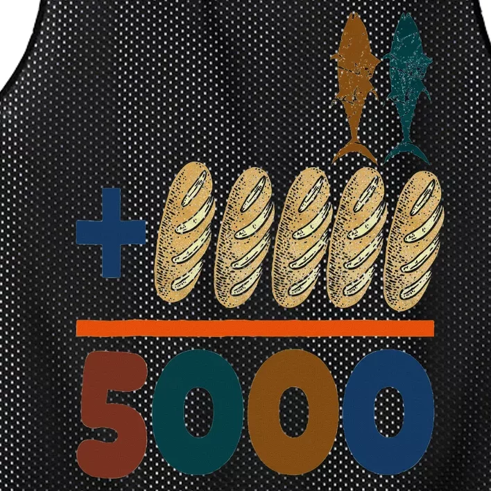 Jesus 2 Fishes 5 Breads 5000 Fed Mesh Reversible Basketball Jersey Tank