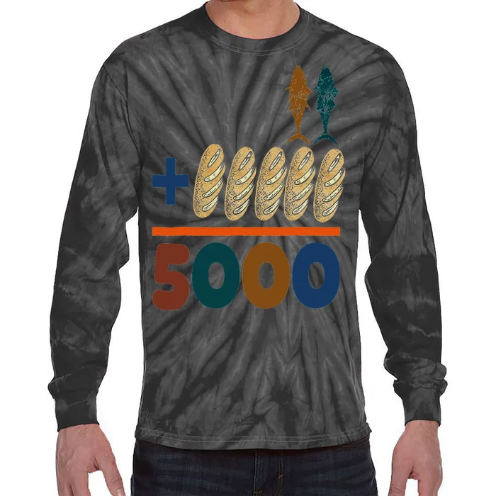 Jesus 2 Fishes 5 Breads 5000 Fed Tie-Dye Long Sleeve Shirt