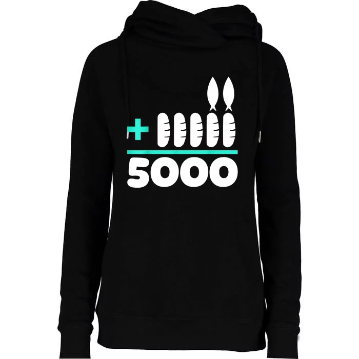 Jesus 2 Fishes 5 Breads 5000 Chosen Against The Current Womens Funnel Neck Pullover Hood