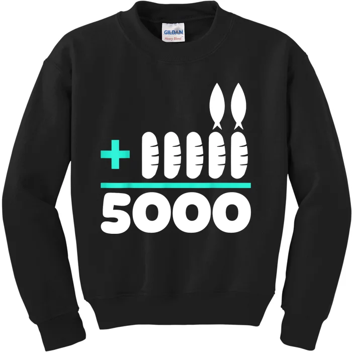 Jesus 2 Fishes 5 Breads 5000 Chosen Against The Current Kids Sweatshirt