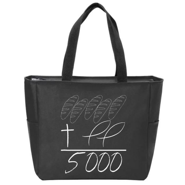 Jesus 2 Fishes 5 Breads 5000 Chosen Against The Current Zip Tote Bag