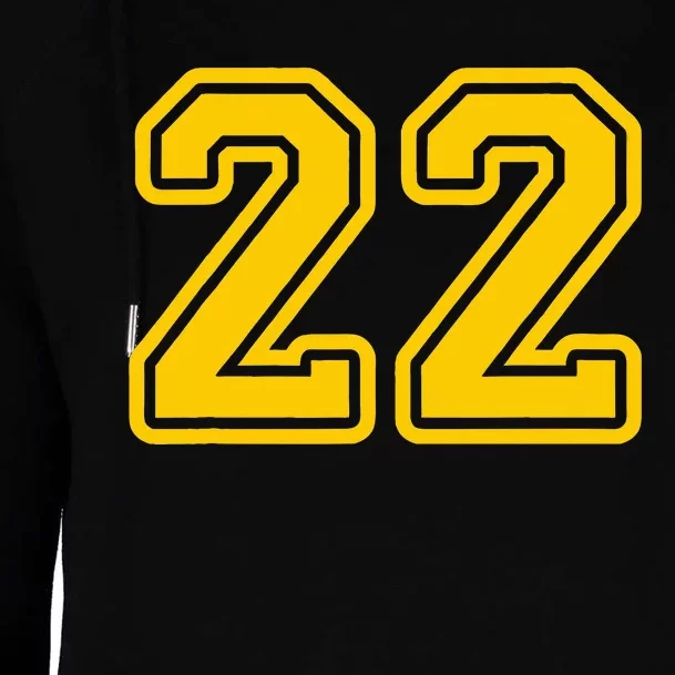 Jersey 22 Golden Yellow Sports Team Jersey Number 22 Womens Funnel Neck Pullover Hood