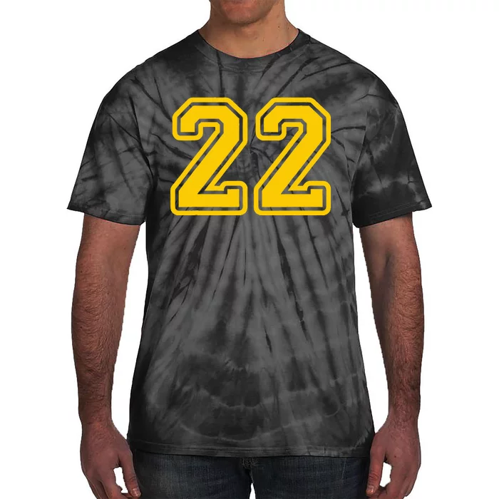 Jersey 22 Golden Yellow Sports Team Jersey Number 22 Tie-Dye T-Shirt